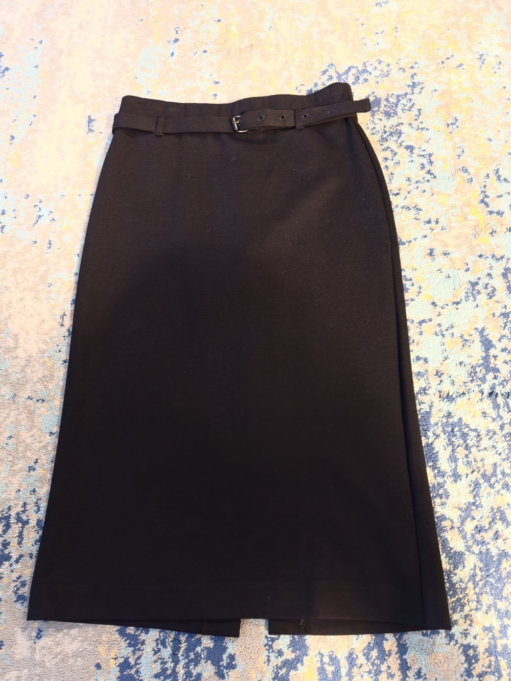Calvin Klein Black Midi Pencil Skirt with Belt